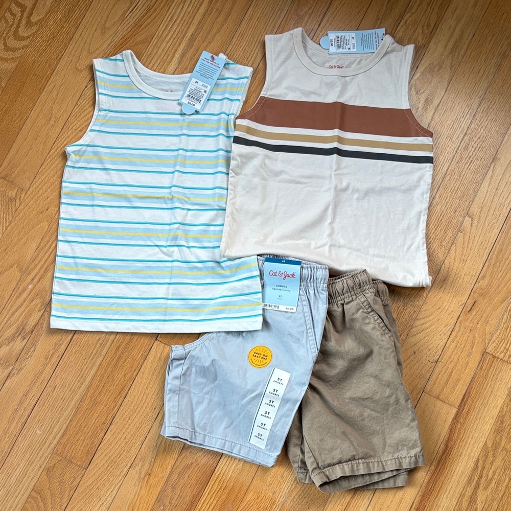 NWT Cat & Jack tank tops and shorts size 5T